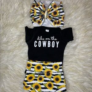 Dibs on the Cowboy Sunflower Set 0-3 Month